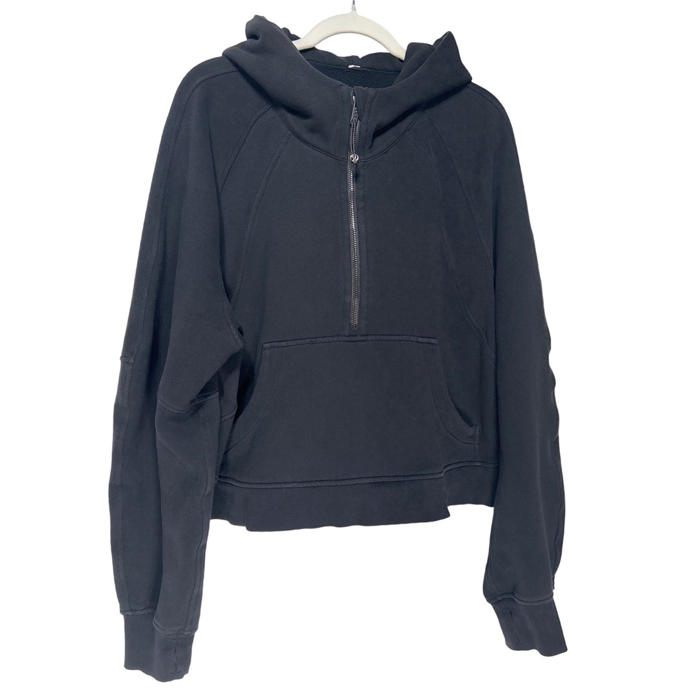 Lululemon Scuba Oversized Half-Zip Hoodie Black Women Small Medium 25" W 22.5" L